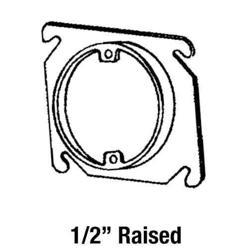 Appleton Electric - Appleton 8461A 4" Square Cover / Ceiling Mud Ring, 1/2" Raised, 3.5cu.in, Ears 2-3/4: C to C Open, Steel