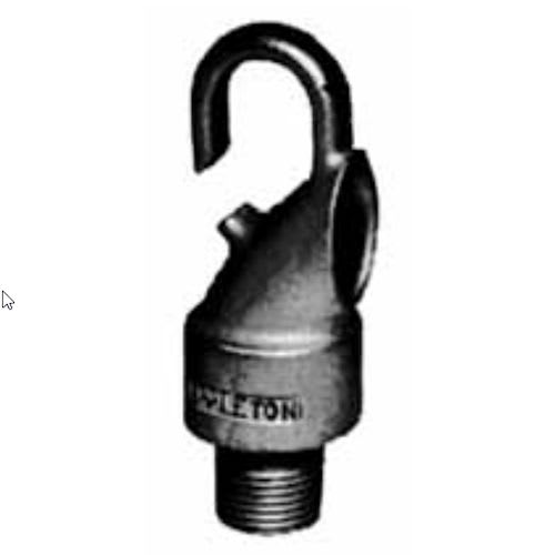 Appleton Electric - Appleton FHHM-50 Pendant Fixture Hanger Hook, 1/2" Male Threads, 5/8" dia. Wireway, 3/8" Jaw Opening, Malleable Iron