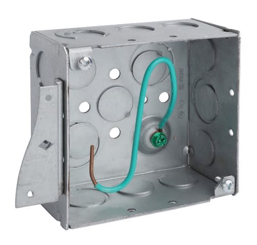 Crouse-Hinds - Crouse-Hinds TP4HPF 4" x 2-1/8" Square Box, 8" Ground Pigtail and Single S-Shape Side Mount Brackets