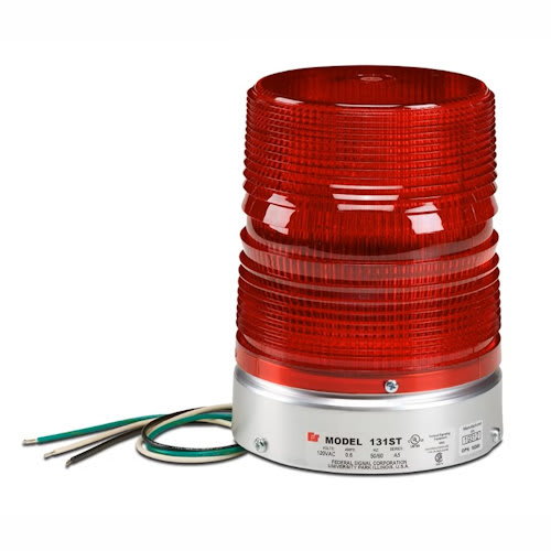 Federal Signal Corp - Federal Signal 131DST-120R Starfire® Double Flash Strobe Warning Light, 120VAC, 1/2" NPT Pipe Mount, Indoor/Outdoor - Red Lens
