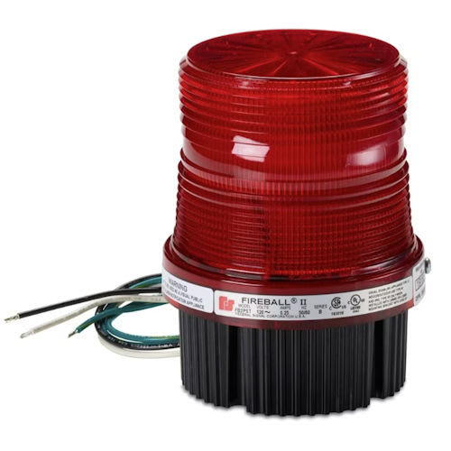 Federal Signal Corp - Federal Signal FB2PST-120R Fireball® Strobe Warning Light, 120VAC, Indoor/Outdoor Use - Red Lens