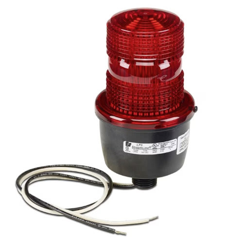 Federal Signal Corp - Federal Signal LP3M-120R LP3 StreamLine® Low Profile Strobe Light, 120VAC 0.1A, 1/2" NPT Male Pipe Mounting - Red Lens