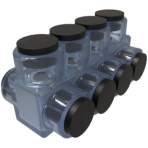 Ilsco - Ilsco ECTD-4-250 ClearTap® Insulated Multi-Tap Connector, Dual Sided Entry, 250kcmil-#6 Conductor Range, 4-Port