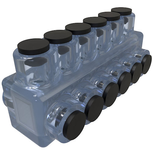 Ilsco - Ilsco ECTD-6-4 ClearTap® Insulated Multi-Tap Connector, Dual Sided Entry, #4-#14 Conductor Range, 6-Port