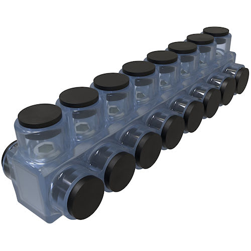 Ilsco - Ilsco ECTD-8-3/0 ClearTap® Insulated Multi-Tap Connector, Dual Sided Entry, 3/0-#6 Conductor Range, 8-Port