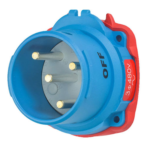 Meltric - Meltric 63-68043 DSN60 Inlet, Poly, Blue, Size 3, Type 4X & IP69, 3P+G, 60A, 480 VAC, 60 Hz