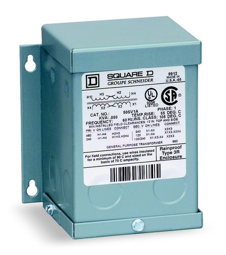 Square-D / Schneider - Square D 2S7F 2 kVa 208 VAC Primary 120/240 VAC Secondary Dry Type General Purpose Transformer
