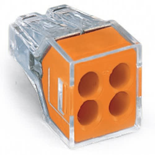 Wago - Wago 773-104/VE00-2500 PUSH WIRE® 4-Port (ORANGE) Junction Box Wire Connector, #18-#12 Solid, #16-#12 Stranded (2500/Carton)