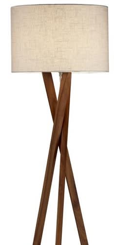 Adesso - ADES 3227-15 1-150W 3WAY 63" WALNUT WHT SHADE BROOKLYN FLOOR LAMP