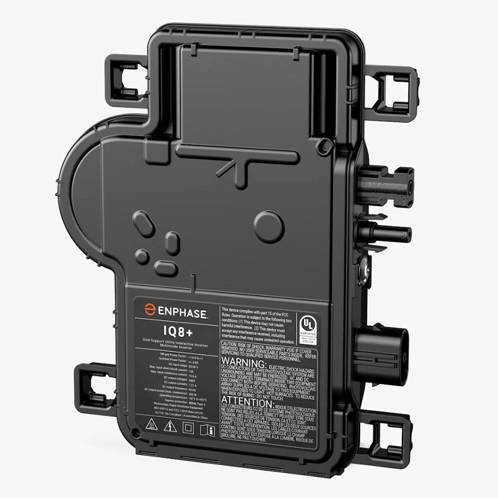 Enphase Energy - Enphase IQ8PLUS-72-M-US IQ8+ Microinverter w/ Integrated MC4 Connectors, 300 VA Peak Output Power, 235-440 Commonly Used Module Pairings