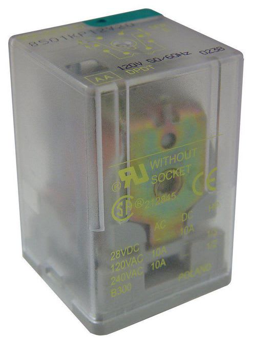 Square-D / Schneider - Square D 8501KP12V20 120 VAC 10 Amp DPDT Socket/Solder Mount AC Operated Plug-In Relay