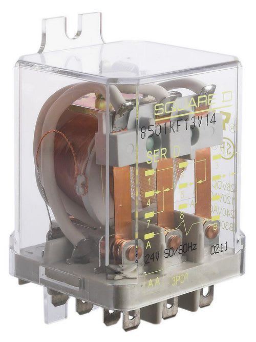 Square-D / Schneider - Square D 8501KF13V14 24 VAC 10 Amp 3PDT Flange Mount AC Operated Plug-In Relay