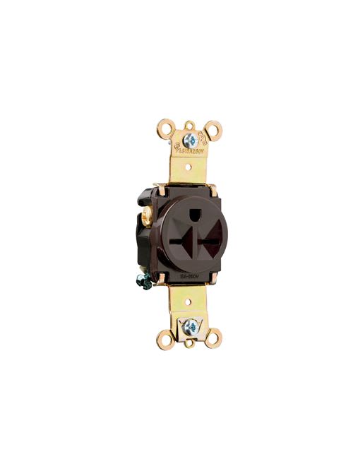 Pass & Seymour / Legrand - Pass & Seymour 5671-RED Single Receptacle, HD Spec Grade, 15A 250V, Back & Side Wired - Red
