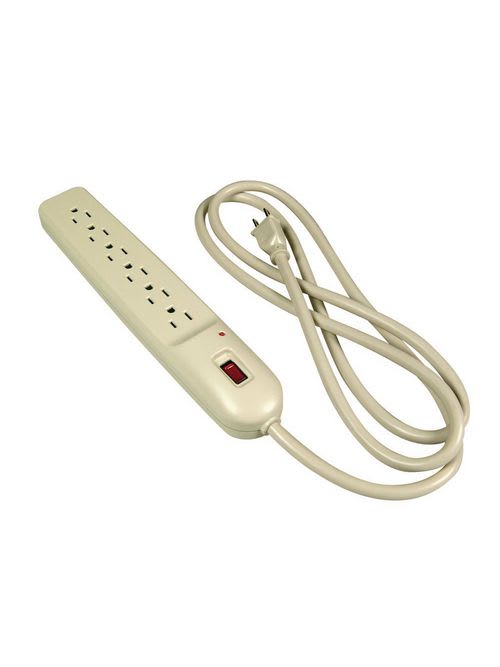 Pass & Seymour / Legrand - Pass & Seymour PS6 125 Volt 15 Amp 3 Foot PC Gray 6-Outlet Surge Protection Power Strip