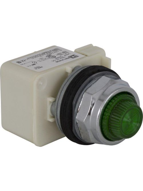 Square-D / Schneider - Square D 9001KP38G31 30 mm 120 VAC/VDC Green Lens Metal Bezel Standard Round Pilot Light