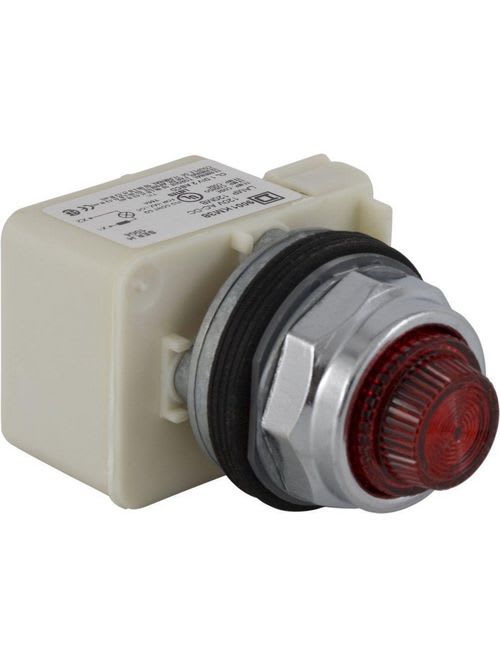 Square-D / Schneider - Square D 9001KP38R31 30 mm 120 VAC/VDC Red Lens Metal Bezel Standard Round Pilot Light