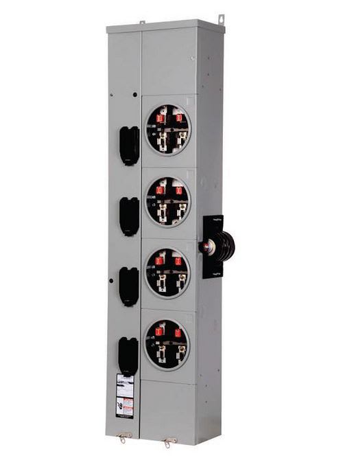 Siemens - Siemens WMM51125RB Power MOD 1-Phase Incoming/Outgoing 125 Amp 5-Position Ringless Horn Bypass Meter Stack