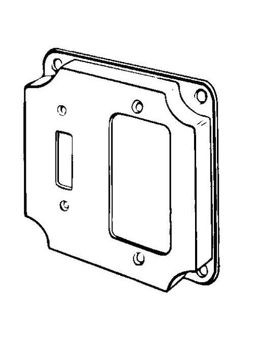 Appleton Electric - Appleton 8374 4" Square Surface Cover, 1/2" Raised, 7.0cu.in, One Toggle Switch / One GFCI Device, Steel