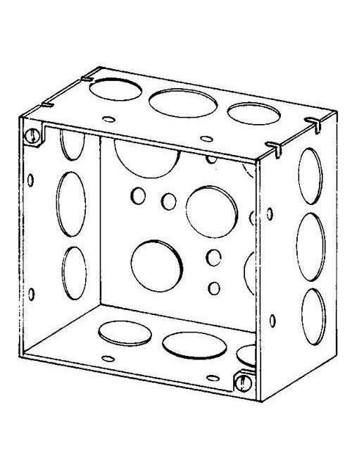 Appleton Electric - Appleton 4SD-SPL 4" Square Outlet/Switch Box, 2-1/8" Deep, 30.3cu.in, 1/2" & 3/4" Knockouts, Welded, Steel - Red Powder Coat Finish