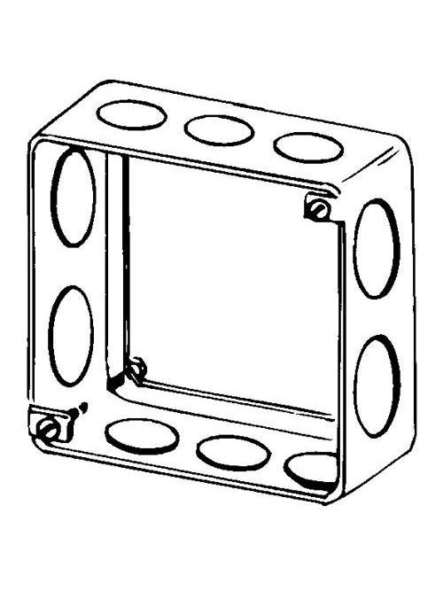 Appleton Electric - Appleton 4SES 4" Square Outlet/Switch Box Combo Extension/Thru Ring, 1-1/2" Deep, 21cu.in, 1/2" & 3/4" Knockouts, Drawn, Steel