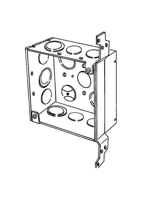 Appleton Electric - Appleton 4SDVB-EK-PL 4" Square Outlet/Switch Box w/Plain Vertical Bracket, 2-1/8" Deep, 30.3cu.in, 1/2" Eccentric Knockouts, Welded, Steel