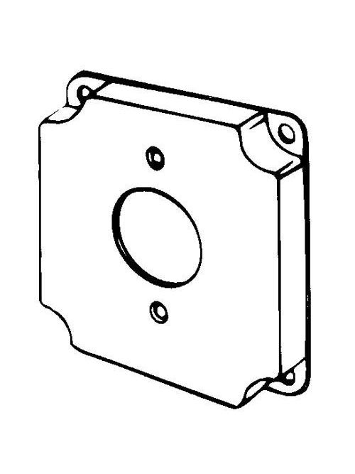 Appleton Electric - Appleton 8363 4" Square Surface Cover, 1/2" Raised, 7.0cu.in, One Single Flush Receptacle (1-13/32" Dia.), Steel