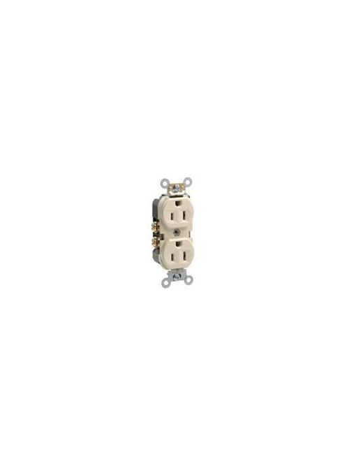 Pass & Seymour / Legrand - Pass & Seymour BR15-I 15 Amp 125 Volt 2-Pole 3-Wire NEMA 5-15R Ivory Thermoplastic Straight Blade Duplex Receptacle