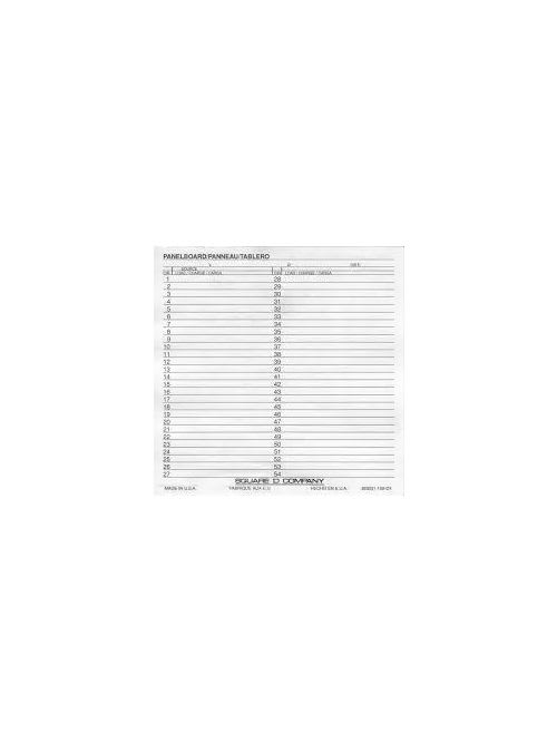 Square-D / Schneider - Square D 8003115802 Circuit Breaker Panelboard Directory Card