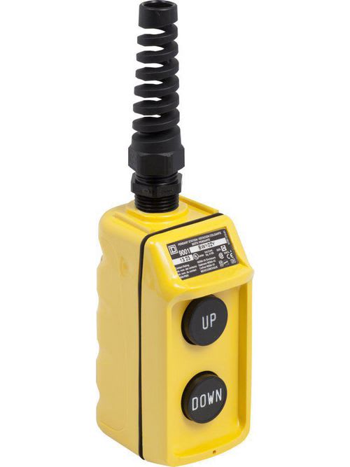 Square-D / Schneider - Square D 9001BW102Y 600 VAC/VDC 5 Amp 4NO 4NC Yellow Thermoplastic NEMA 1/3/3R/4/4X 2-Button 2-Speed Pendant Station