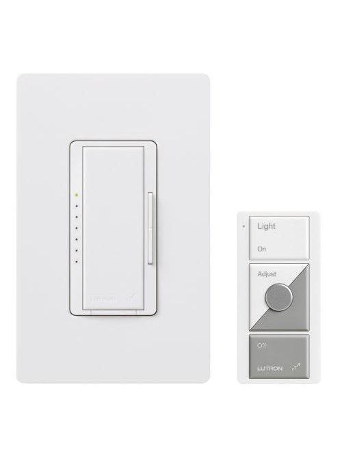 Lutron - Lutron Electronics MRF-600MTHW-WH 600 W White 1-Pole Incandescent/Halogen Remote Control Dimmer