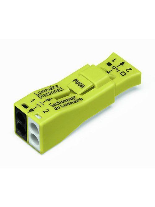 Wago - Wago 873-902 2-Pole (YELLOW) Push Wire Luminaire Disconnect Connector, #16-#12 Solid/Stranded (Bag of 500)
