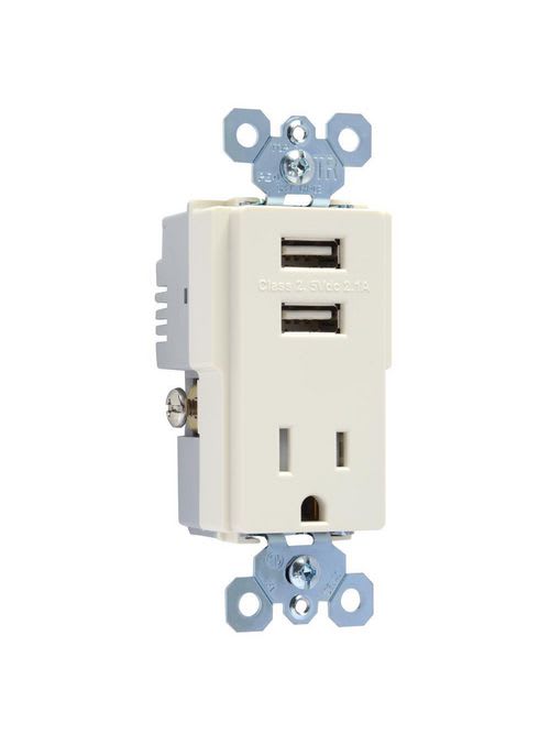 Pass & Seymour / Legrand - P&S TM8USBLA DECORATOR COMBO RECEPT