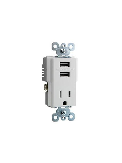 Pass & Seymour / Legrand - P&S TM8USBW DECORATOR COMBO RECEPT+