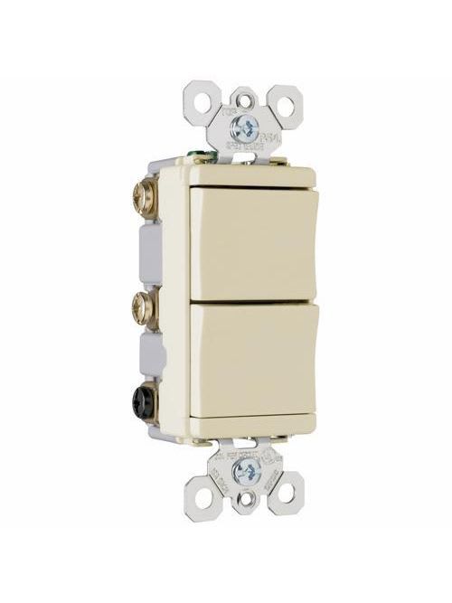 Pass & Seymour / Legrand - Pass & Seymour TM813-ICC 15 Amp 120 VAC 1-Pole Ivory Screw Mounting Decorator Combination Switch