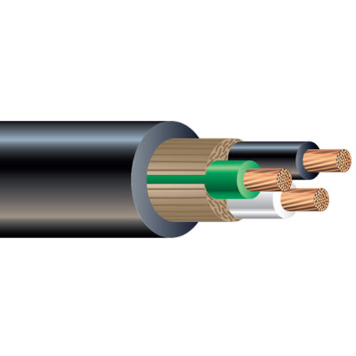 SO Cord - SO 10/3 (Black/White/Green) Flexible Power Cord, Stranded Copper, 600V, Black Jacketed (250ft Spool)