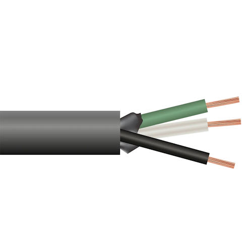 SO Cord - STOW 16/3 (Black/White/Green) Flexible Power Cord, Stranded Copper, 600V, Gray Jacketed (250ft Spool)