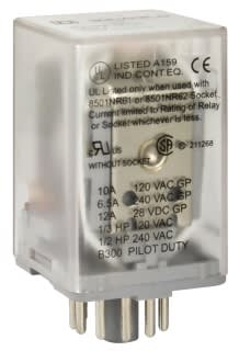 Square-D / Schneider - Square D 8501KPD12V51 12 VDC 10 Amp DPDT Socket/Solder Mount DC Operated Plug-In Relay