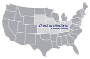 Black and white historical photo of electrical supply store